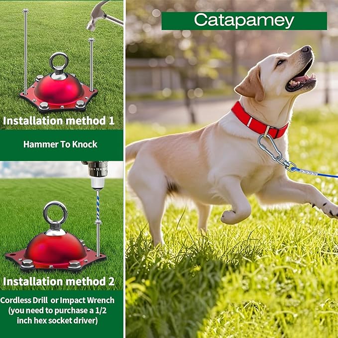 Dog Tie Out Stake(no Cable), for Large Dogs up to 200 lbs 360°Swivel Dog Run Anchors-Runner for Yard Camping,Best for in Cable,Leash,Lead or Tether