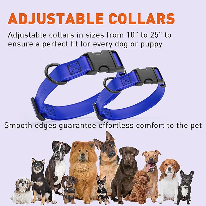 Dogline Biothane Waterproof Dog Collar with Quick Release Buckle Strong Coated Nylon Webbing with Odor- Proof for Easy Care Easy to Clean Fits Small Medium or Large Dogs, Royal Blue 1" W 15-23" L