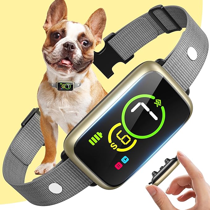 Smart Dog Bark Collar, Automatic Stop Bark Collar for Large, Medium, Small Dogs, Safe & Humane Barking Collar with Beep, Vibration & 7 Adjustable Sensitivity, Anti Barking Device IP67 Waterproof