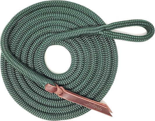 Double Braid Lead Rope with Eye Splice Loop, 12-14FT Lengths (Hunter Green, 14 ft.)