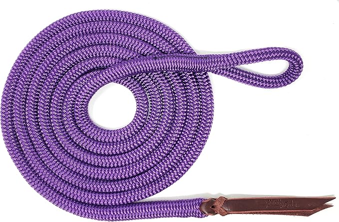 Double Braid Lead Rope with Eye Splice Loop, 12-14FT Lengths (Purple, 12 ft.)