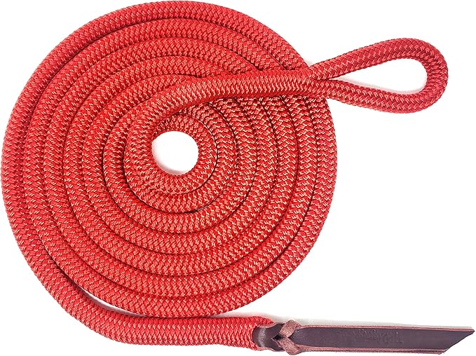Double Braid Lead Rope with Eye Splice Loop, 12-14FT Lengths (Red, 12 ft.)