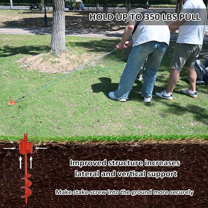 Dog Stakes for Outside Heavy Duty Hold up to 350Lbs Large Dogs Tie Out Tether Leash Chain for Yard Screw in Ground Anchors 17inch with Buffer Rope, Blue