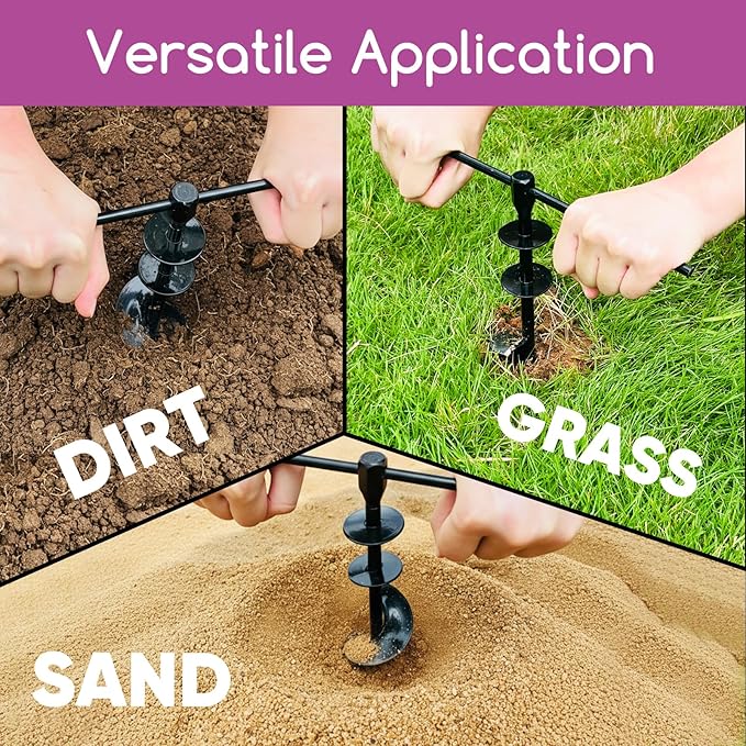 Dog Tie Out Stake for Large Dogs – Heavy Duty In-Ground Pet Anchor – Secure Tether Stake for Yard, Camping & Beach – Easy Install with Tool – Works with Tie Out Cable & Leash (Stake Only)