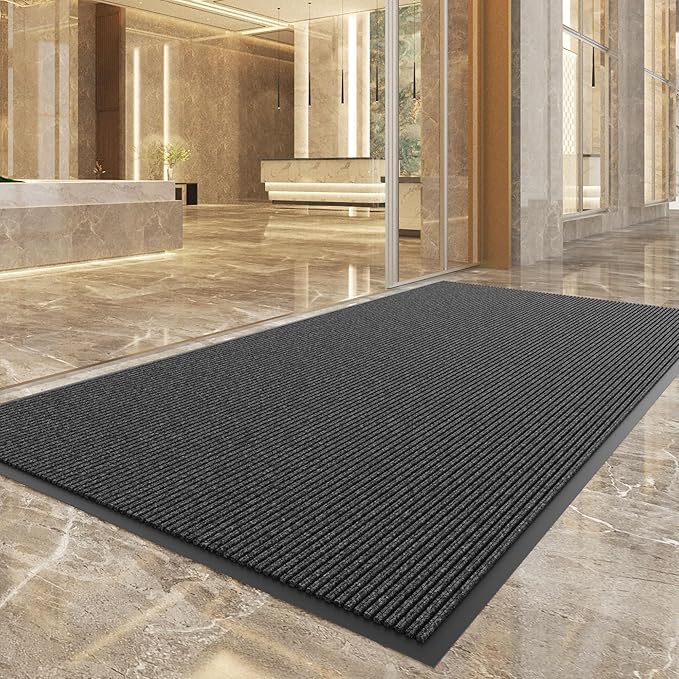 Durable Front Door Mat, Heavy Duty Indoor Outdoor Doormat, 72" x 48" Low Profile Outdoor Mats for Home Entrance, Stain and Fade Resistant Shoe Scraper Mat, Ideal for High Traffic Area
