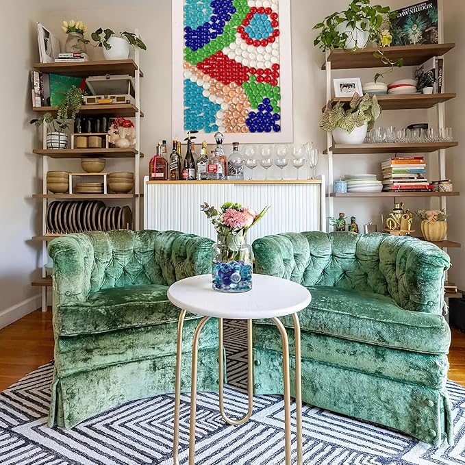 FUTUREPLUSX 0.97 pounds, Flat Glass Marbles, Blue Mixed Gemstone Vase Fillers Beads Decorative Glass Pebbles Floral Fish Tank Rocks for Vases Table Scatter Aquarium Decor