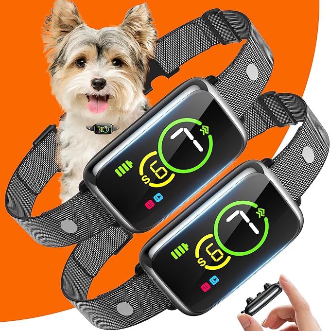 Smart Dog Bark Collar, Automatic Stop Bark Collar for Large, Medium, Small Dogs, Safe & Humane Barking Collar with Beep, Vibration & 7 Adjustable Sensitivity, Anti Barking Device IP67 Waterproof