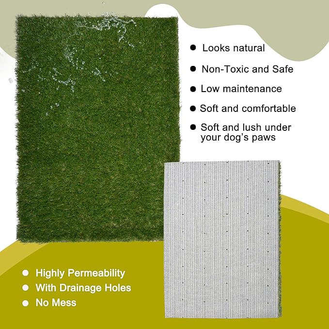 Dog Grass Large Potty Patch, Artificial Dog Grass Bathroom Turf for Pet Training, Washable Puppy Pee Pad, Perfect Indoor/Outdoor Portable Potty Pet Loo (Replacement Grass for 41"X26.8" Tray)