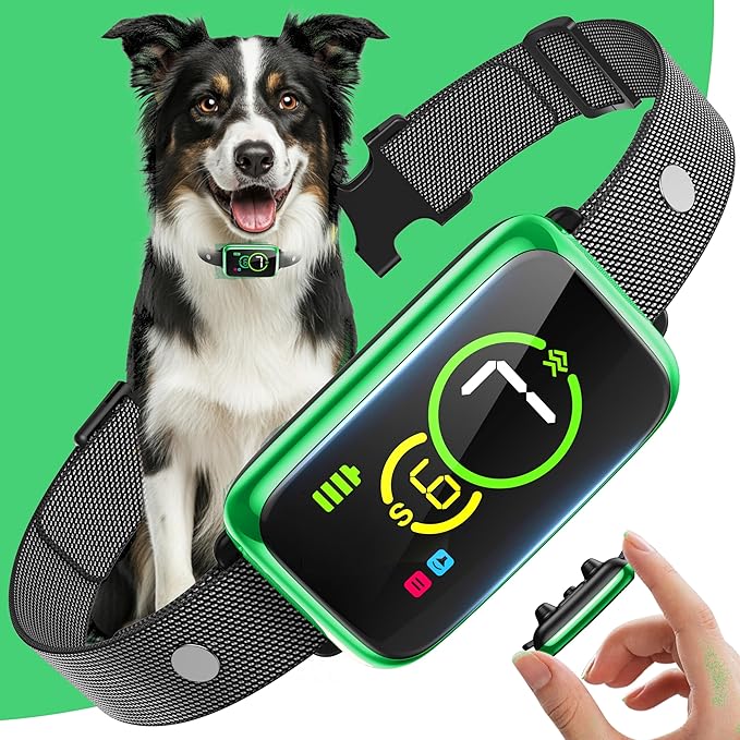 Smart Dog Bark Collar, Automatic Stop Bark Collar for Large, Medium, Small Dogs, Safe & Humane Barking Collar with Beep, Vibration & 7 Adjustable Sensitivity, Anti Barking Device IP67 Waterproof