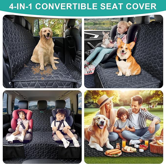 Dog Car Seat Covers for Back Seat,Waterproof Pet Bench Seat Covers for Trucks Ford f150/Ram1500/Nissan Frontier/Toyota Tacoma/GMC Canyon/Silverado Scratch Nonslip Truck Seat Cover for Dogs