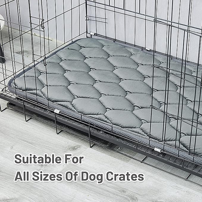 Dog Crate Mats,Soft Kennel Pads Washable with Anti-Slip Bottom,Dog Kennel Pads for Sleeping,Pets Mattress Cat Dog Beds for Large Medium Dogs(35x22,Grey)